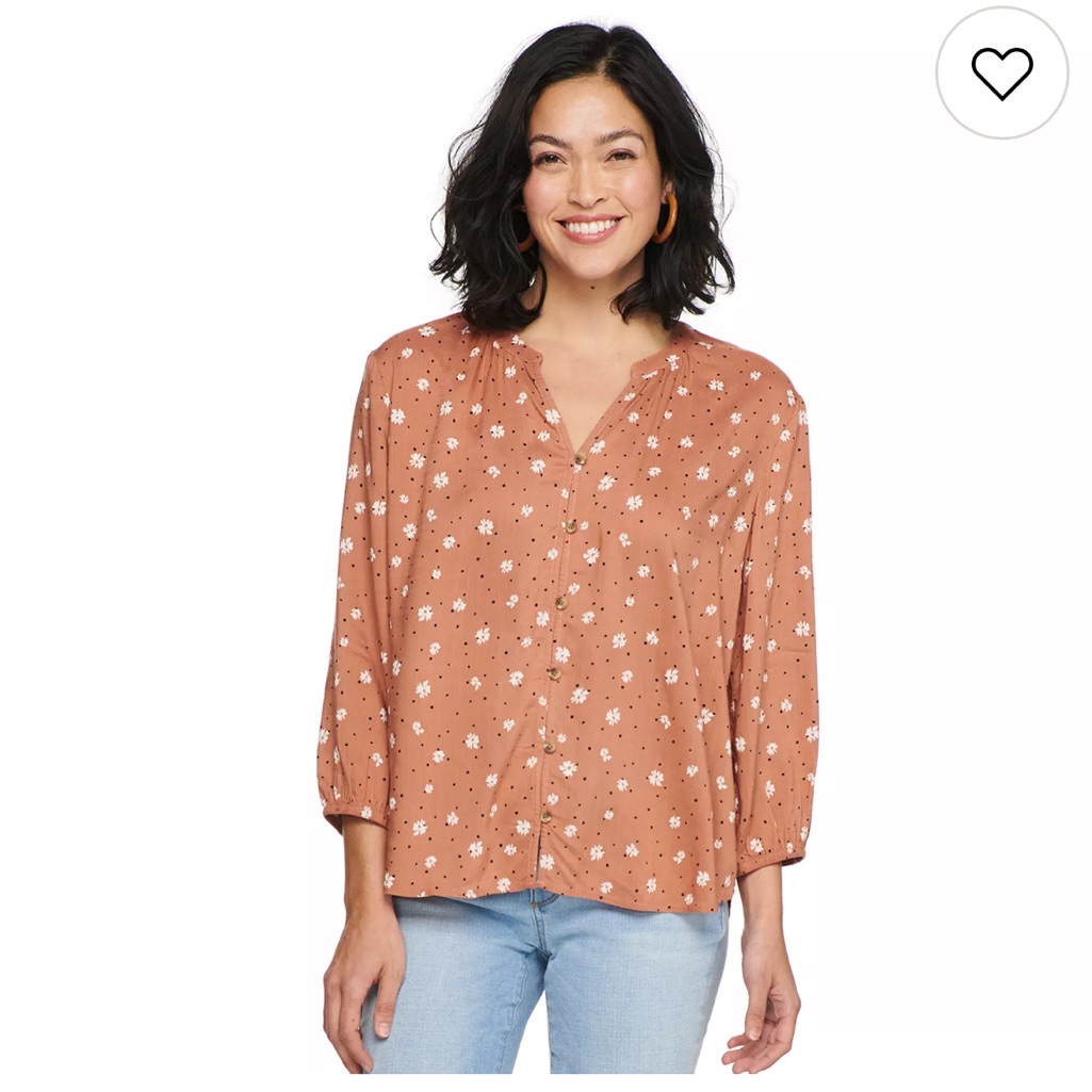 Sonoma Rust Floral Blouse Size Xl
